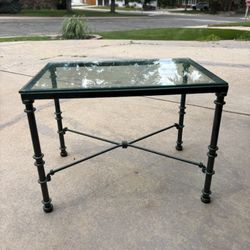 Glass Top Coffee Table w/ Metal Verdigris Finish