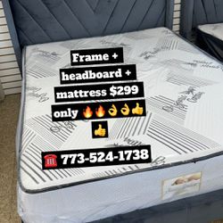 Full size bundle deal headboard frame with mattress set $299 only available for pick up or delivery