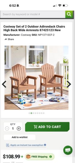 Set of 2 Outdoor Adirondack Chairs