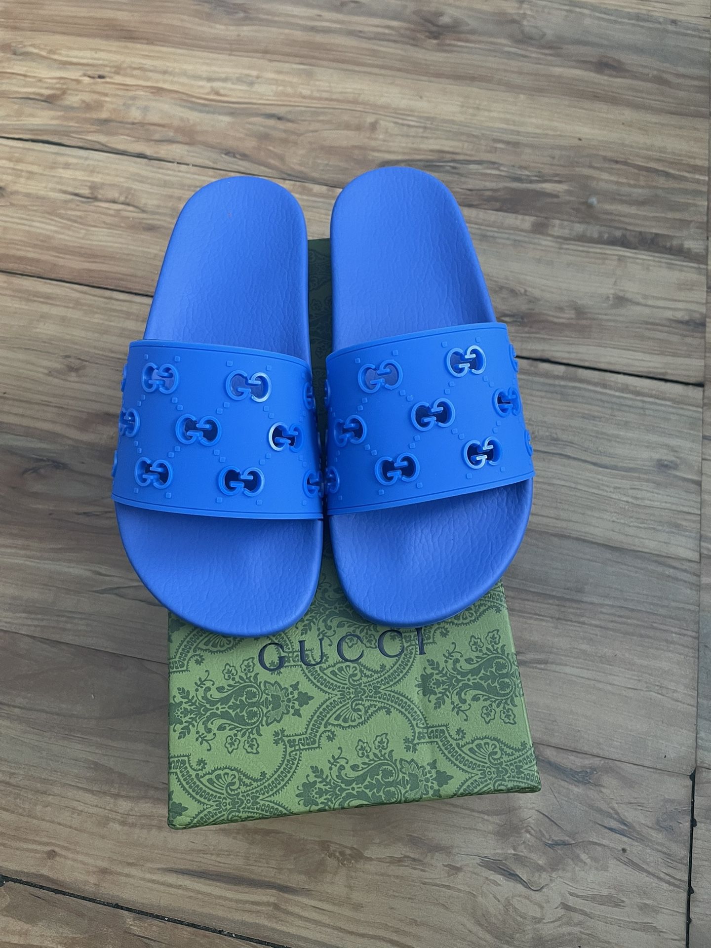 Gucci Rubber Blue Slides