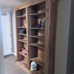 Solid Wood Cabinet / Bookshelf – Rustic & Spacious – $250