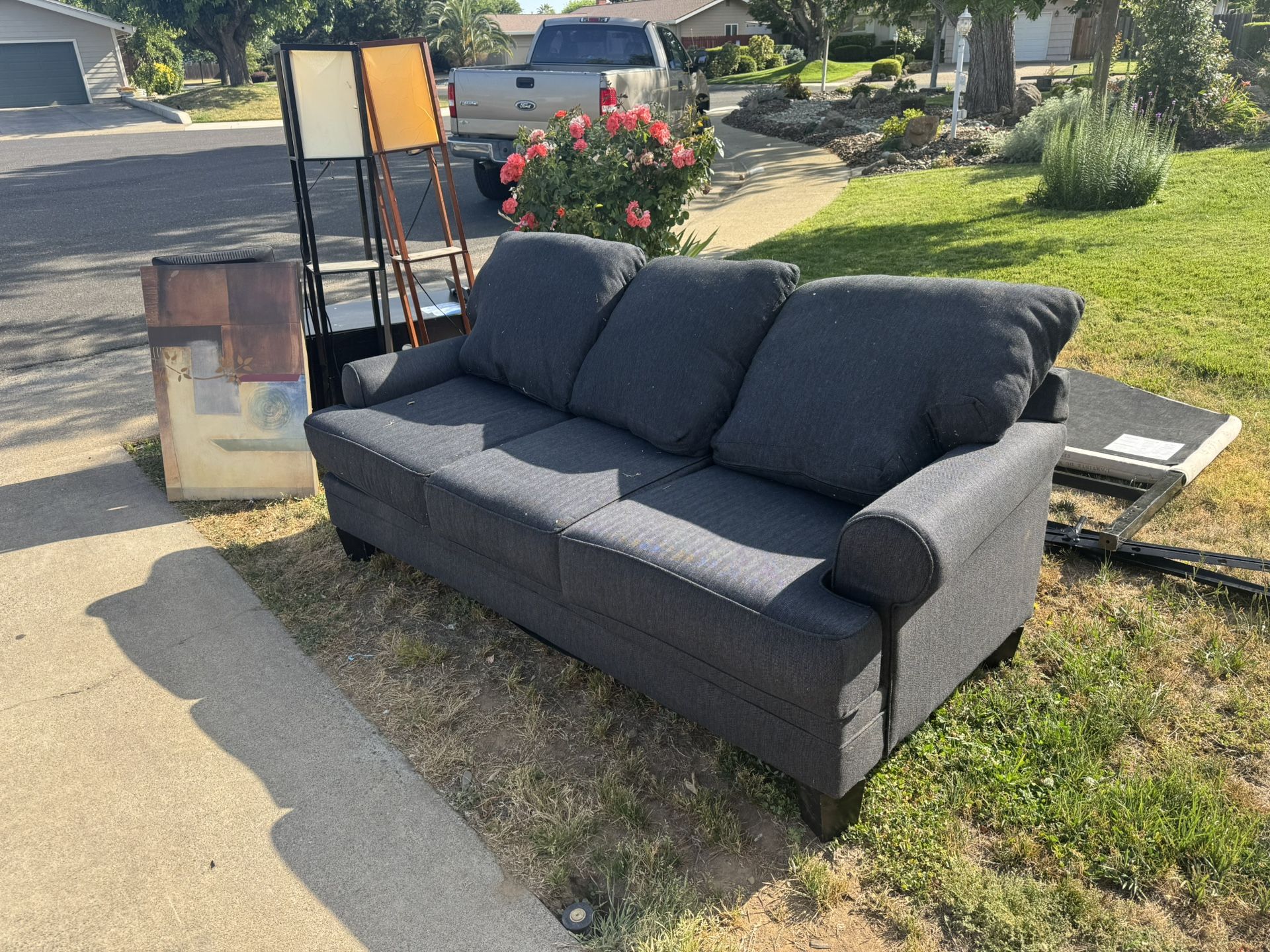 Free! Sofa / Bed Frame / Headboard / End Table / Lamps/ Tv Stand/ Pc Monitor