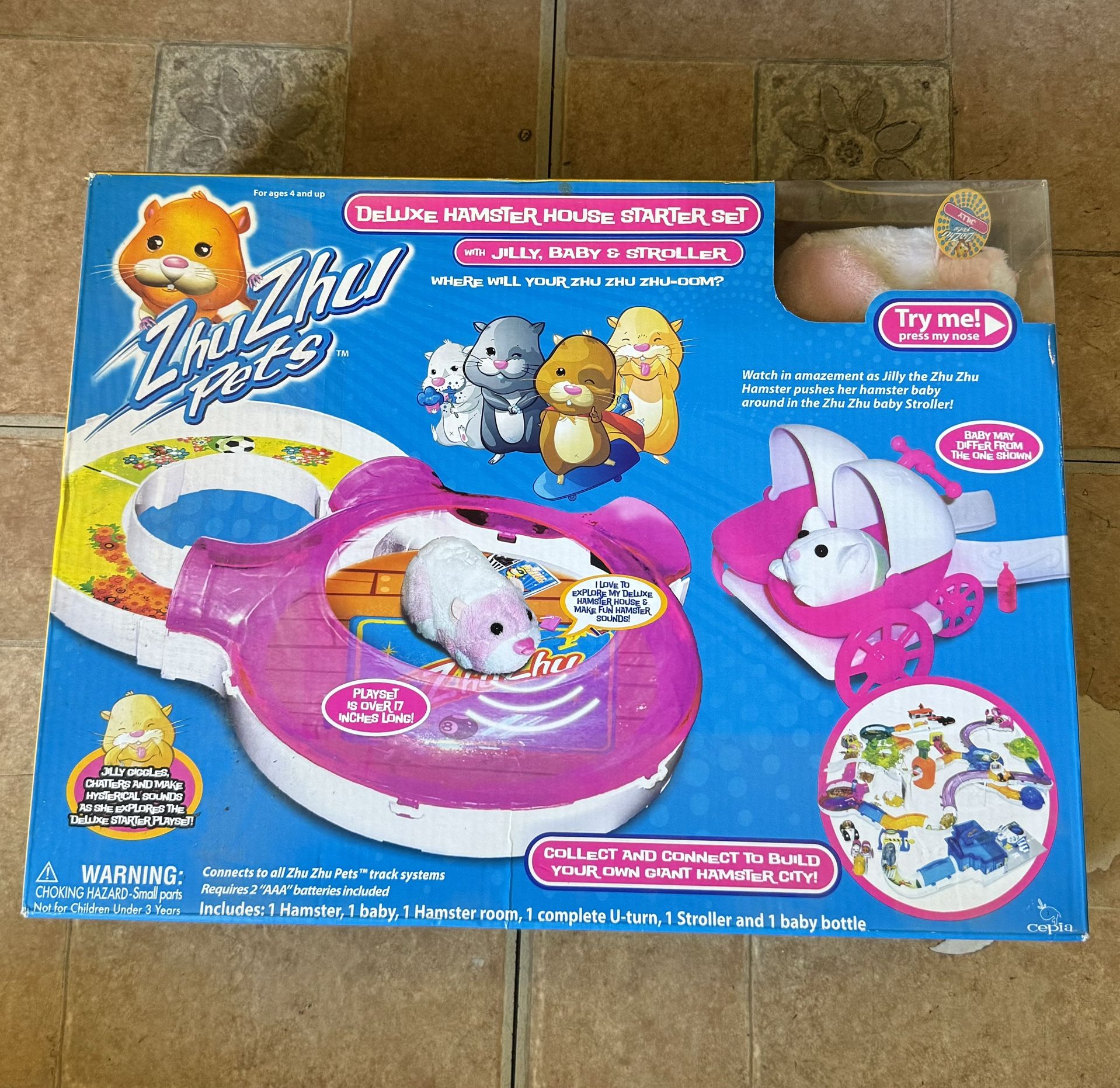 Vintage Sealed Zhu Zhu Pets Deluxe Hamster House Starter Set Jilly Stroller Baby