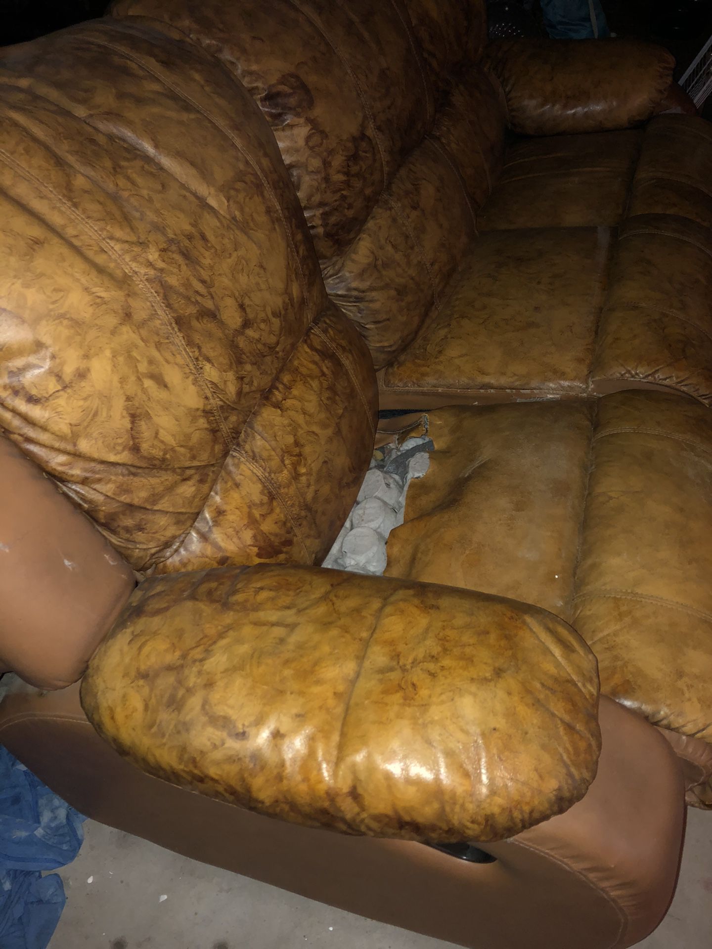 Free Leather Couch and Clean Double Bed