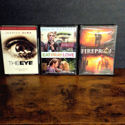 DVD Lot: The Eye, Eat Pray Love, Fireproof – Drama Thriller Romance Bundle
