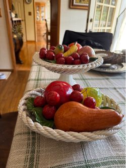 Italian Capodimonte ceramic fruit baskets