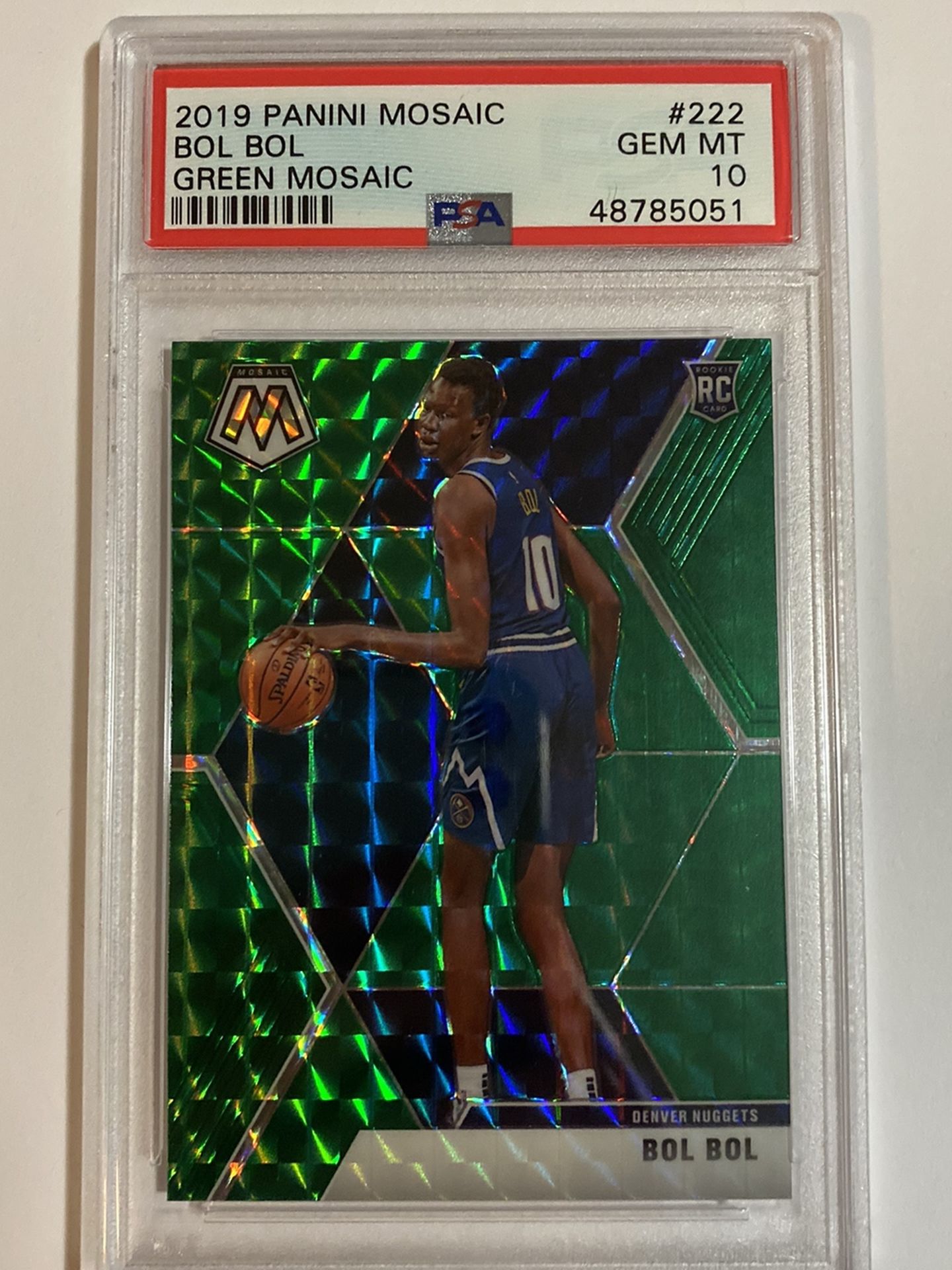 Bol Bol PSA 10 2019 Mosaic Green RC Nuggets