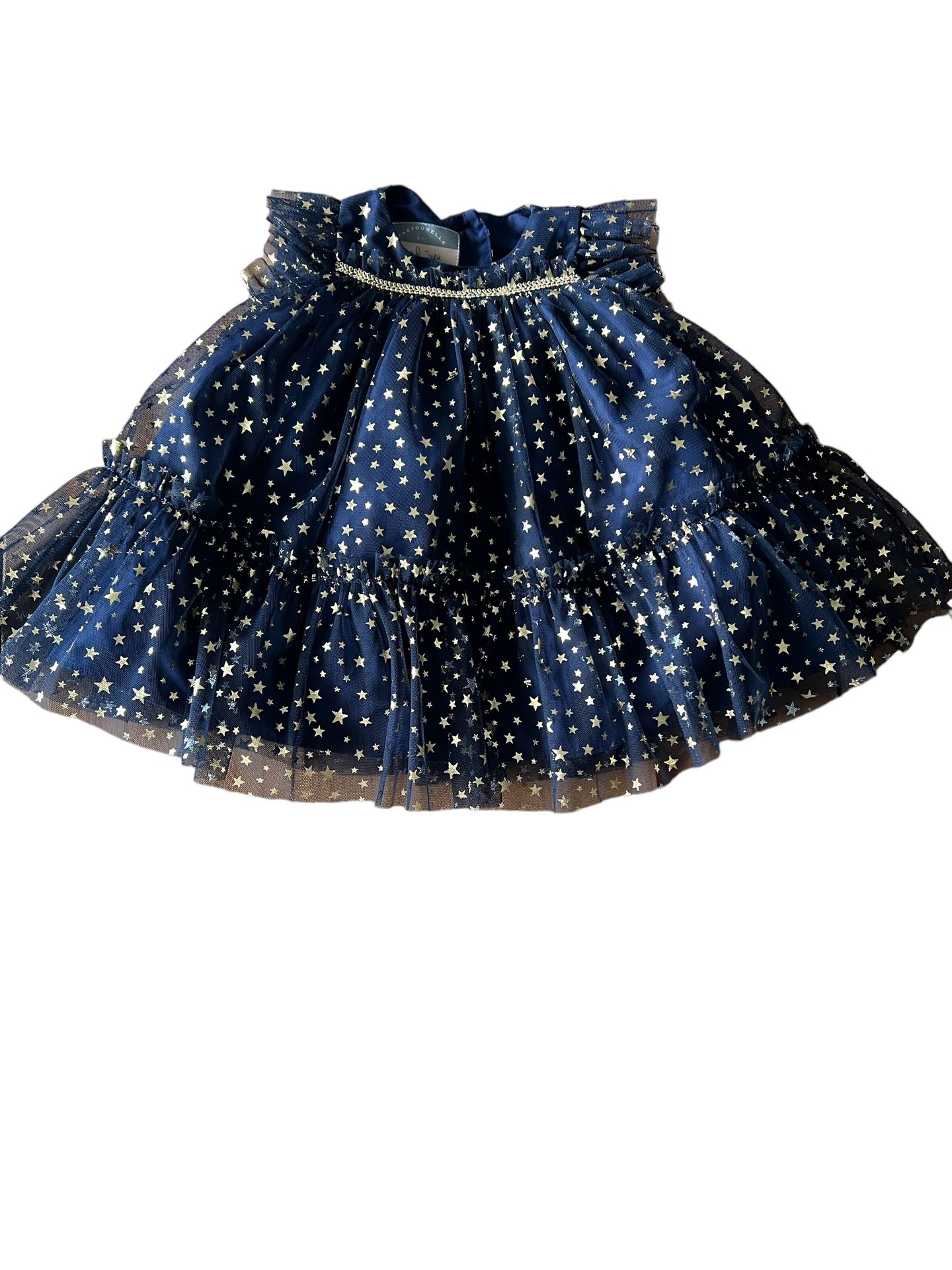 Pippa & Julie Blue & Gold Star Net Dress & Bottoms Retail 6-9 Months.  Comes from a pet and smoke free household  Beautiful dress gorgeous it has tull