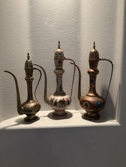 Antique Brass Indian Teapots 
