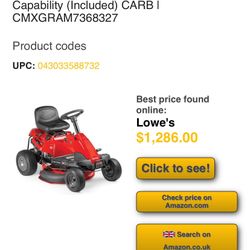 2018 Craftsman R1500 Riding Mower 