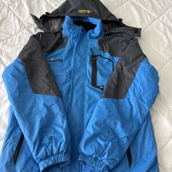 V . A . TOR 169 Outdoor Jack Mens Size L Blue Gray Hooded Winter Jacket
