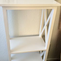 White 3-Tier Shelf – Decorative Bookcase / Side Table