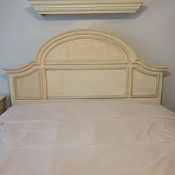 Off White King Size Headboard With Nightstand