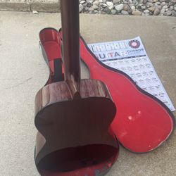 Guitar With Music Note Chart And Case 