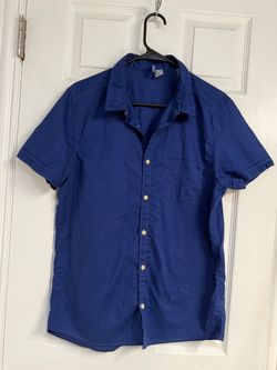 H&M Men's Blue Short Sleeve Button-Front Shirt
