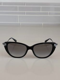 Coach Black Tea Rose Cat Eye Sunglasses With Flower Accents
