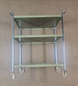 Vintage 70s COSCO Metal Rolling Cart Three-Tier