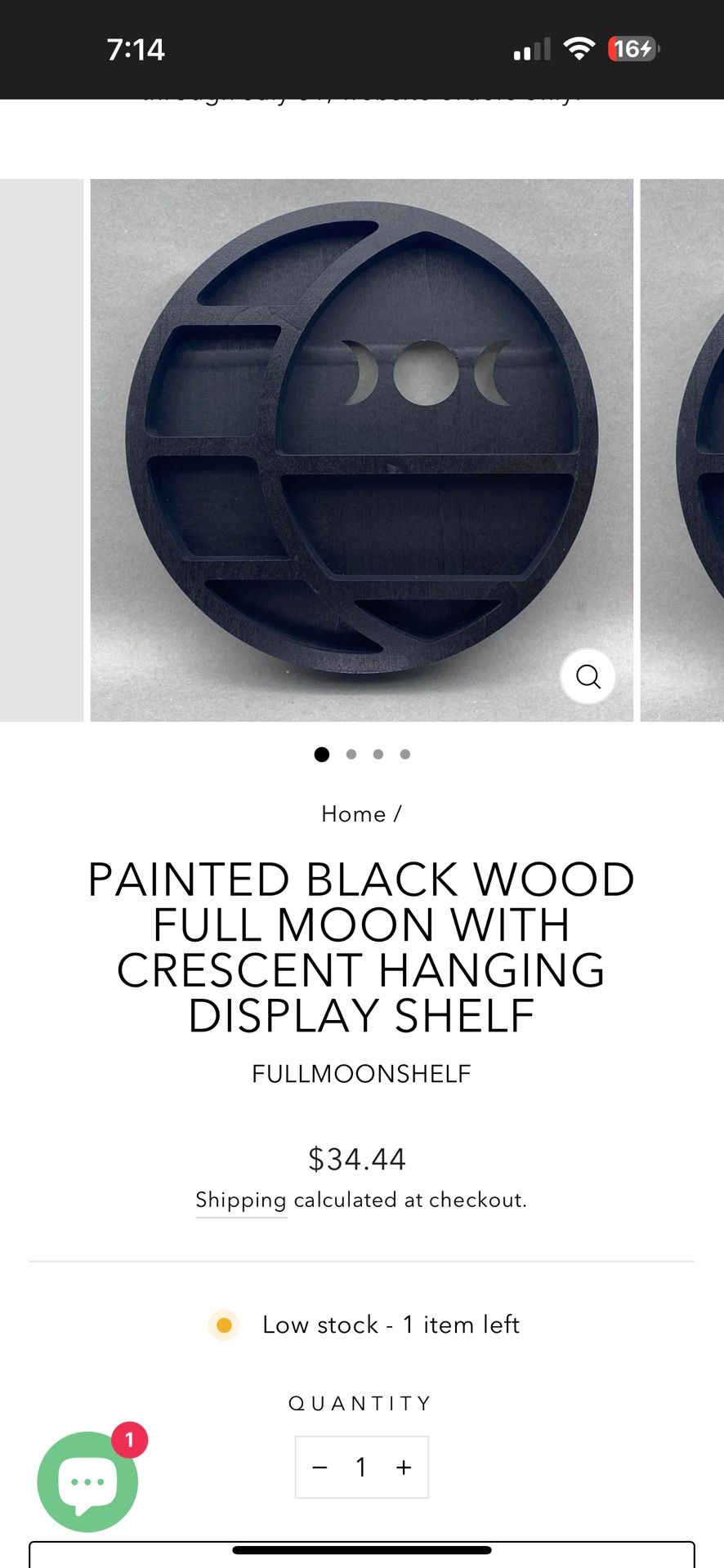 New 12” Crescent Moon Shelf For Crystals