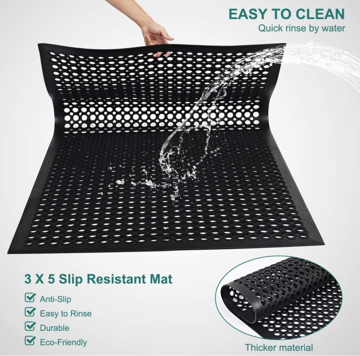 36” X 60” Rubber Floor Mat Commercial Restaurant Kitchen Anti Fatigue Drainage Floor Mats New Non Slip Bar Floor Mat Rubber Door Mats for Garage Gard