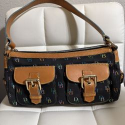 Vintage Y2K Dooney & Bourke Rainbow Monogram Canvas Shoulder Bag