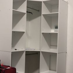 Corner Closet System with 12 Shelves, 39.2" Corner Closet Organizer System with 2 Hanging Rods, Versatile 6-Tier Walk-in Closets for Corner Space, Whi