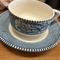 Vintage Blue Teacup & Saucer Set 
