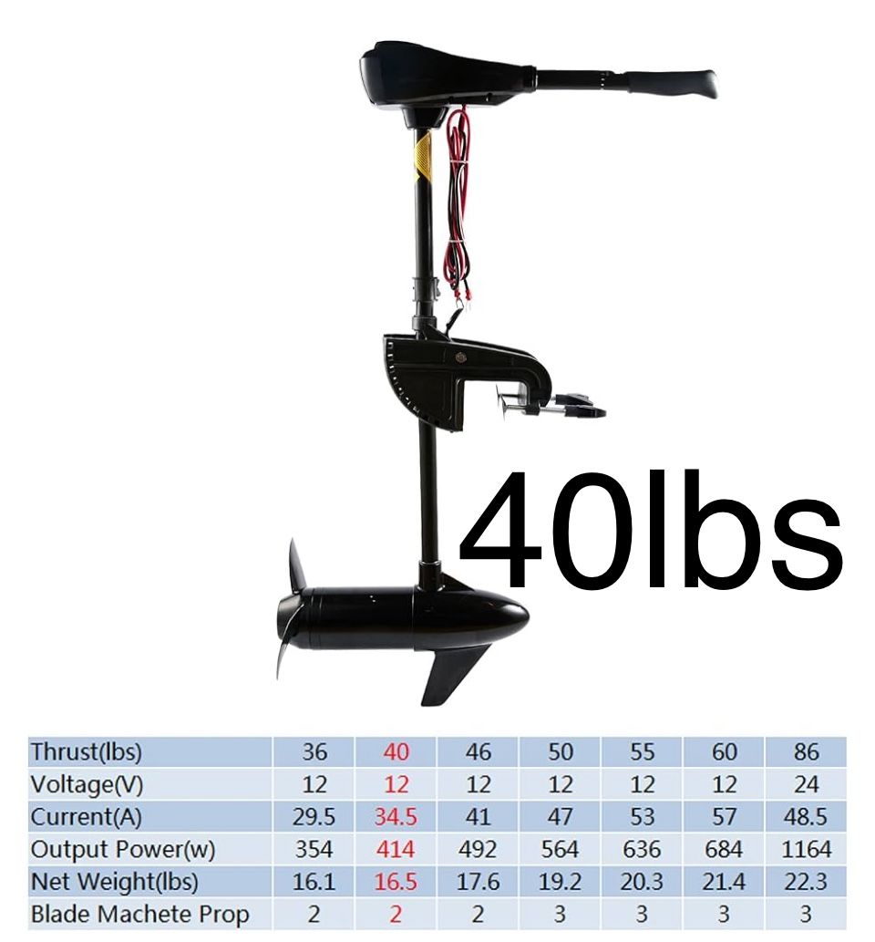 40 LBS Trolling Motor Electric Outboard Brushed Brushless for Fishing Boats Fresh & Saltwater