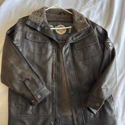 Boys Hawke & Co Brown Leather Jacket 