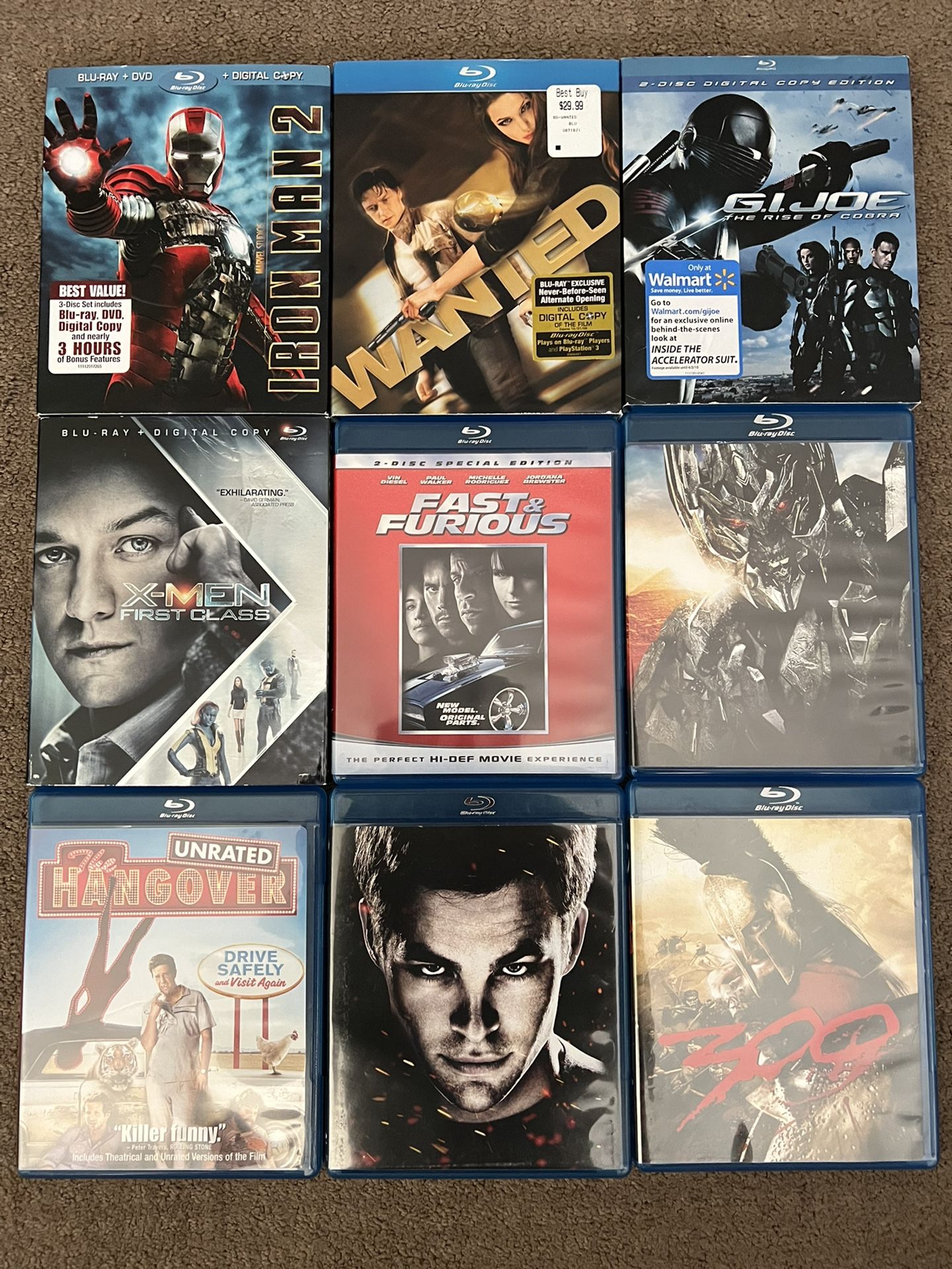 Blue Ray dvd lot of 9 movies.