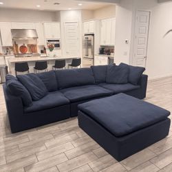 Cloud Couch Sofa Ottoman Blue Navy Oversized (Delivery Available)