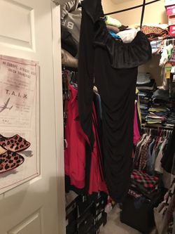 One sleeve black dress