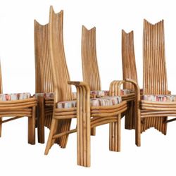 SET OF 6 VINTAGE BAMBOO CHAIRS BY MCGUIRE USA 1970S $1300 Firm