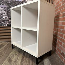 White 4 Cubby  Storage/bookcase With Black Metal Stand Rider