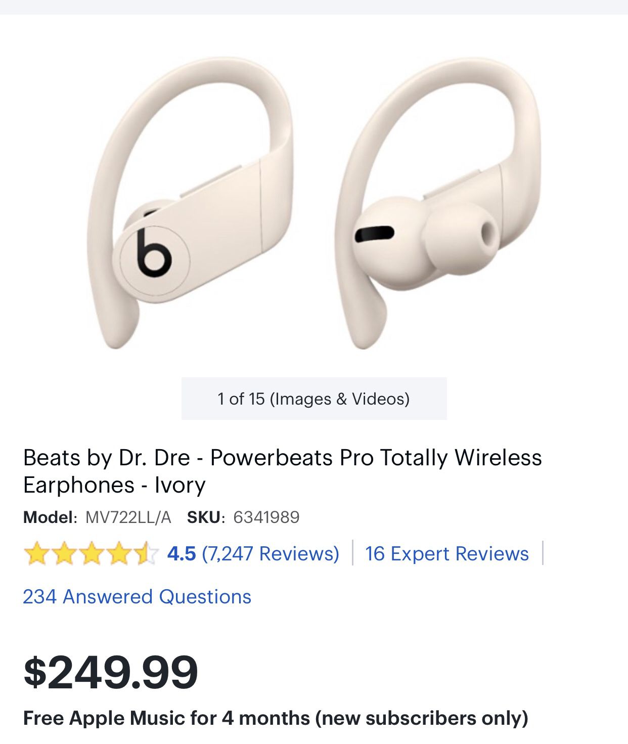 Beats by Dr. DrPowerbeats Pro Totally Wireless Earphones - Ivory