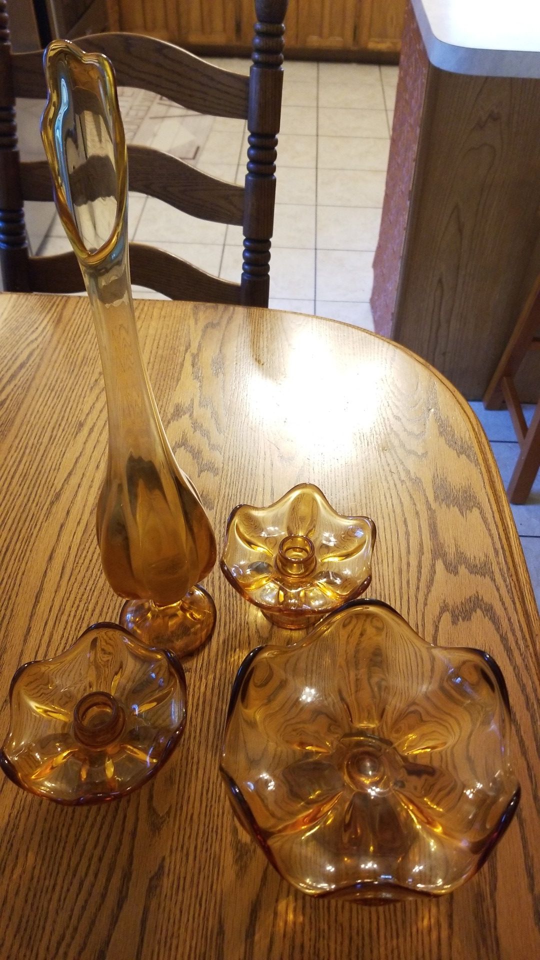 Vintage vase and candle holders