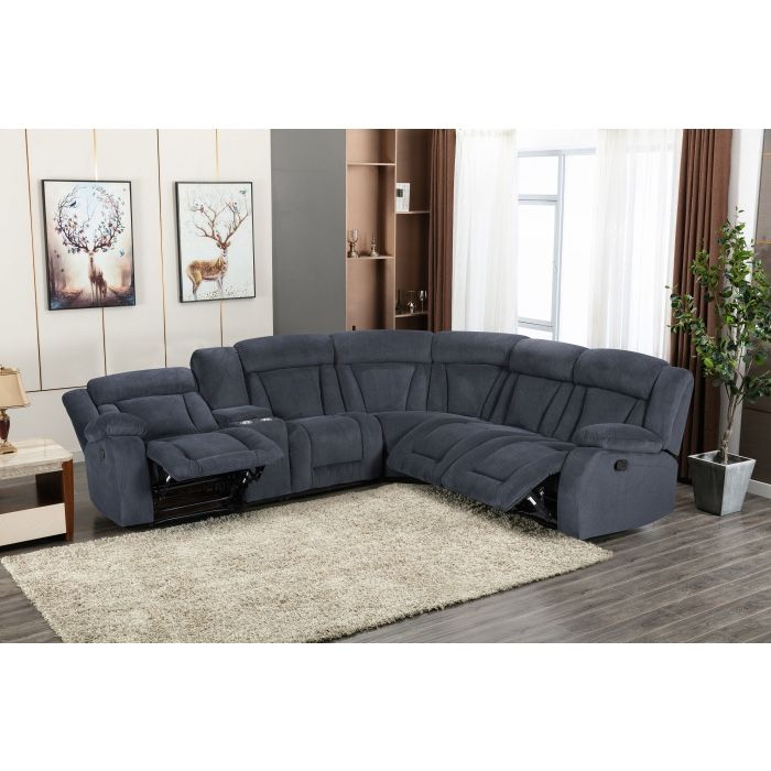 New Reclining Sectional. 124”x111”x40”H. Plush Velvet Microfiber. Tan/Brown/Grey. Free Delivery!