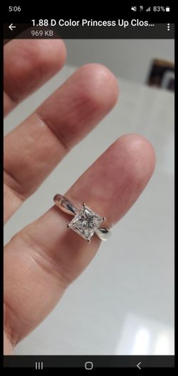 1.88 Carat D Color Princess Diamond. Gorgeous!