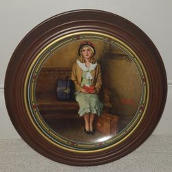 1985 "A Young Girl's Dream" by Edwin Knowles Vintage Decorative Plate in Wood Frame

