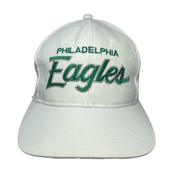 Vintage Philadelphia Eagles Sports Specialties Script Snapback Hat 90s NFL White Green