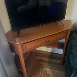 Corner Table Desk TV Stand With Drawer