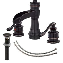 Set de Grifo de cascada de 3 piezas y Grifos de una sola pieza en bronce aceitado