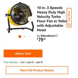 High Velocity Turbo Floor Fan