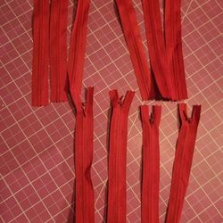 10pc Red Invisible Zippers 7"