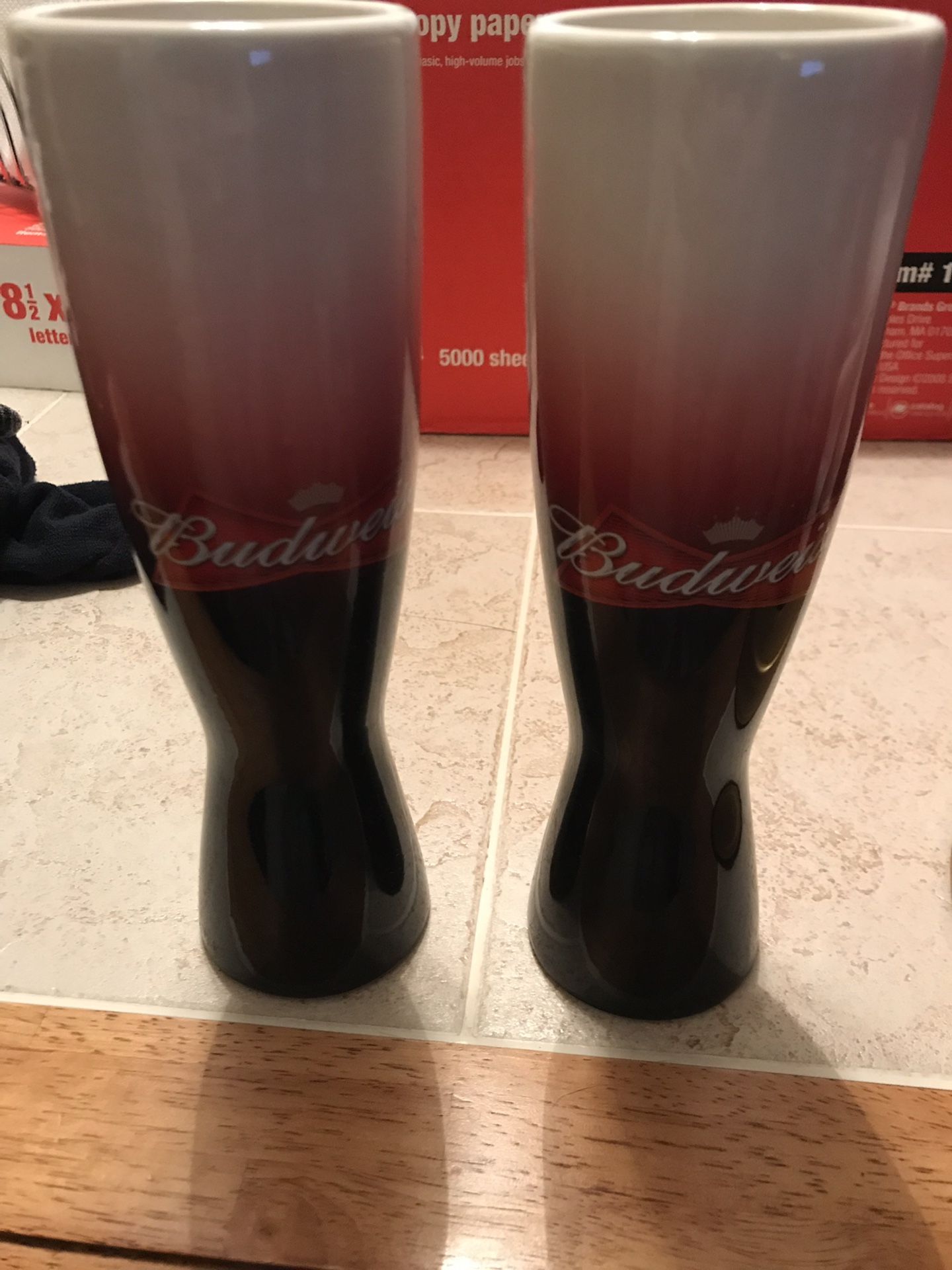 Glass Budweiser mugs