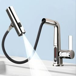 Singsuo Bathroom Faucet Chrome Waterfall Spout With Pull-down Sprayer And Temp Display New
