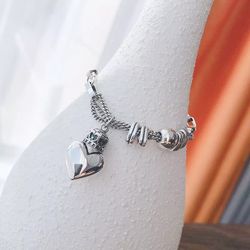 925 Sterling Silver Women's Heart Charm Bracelet Gift