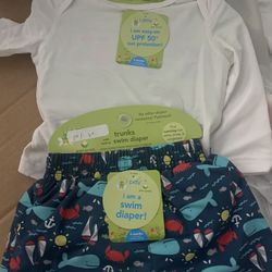 Sun Protection Rashguard Shirt And Swim Diaper 