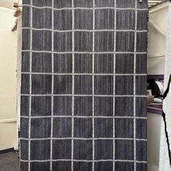 Charcoal Checkered Woven 7’ x 10’ Outdoor Rug - Polypropylene/Polyester - Black & White 