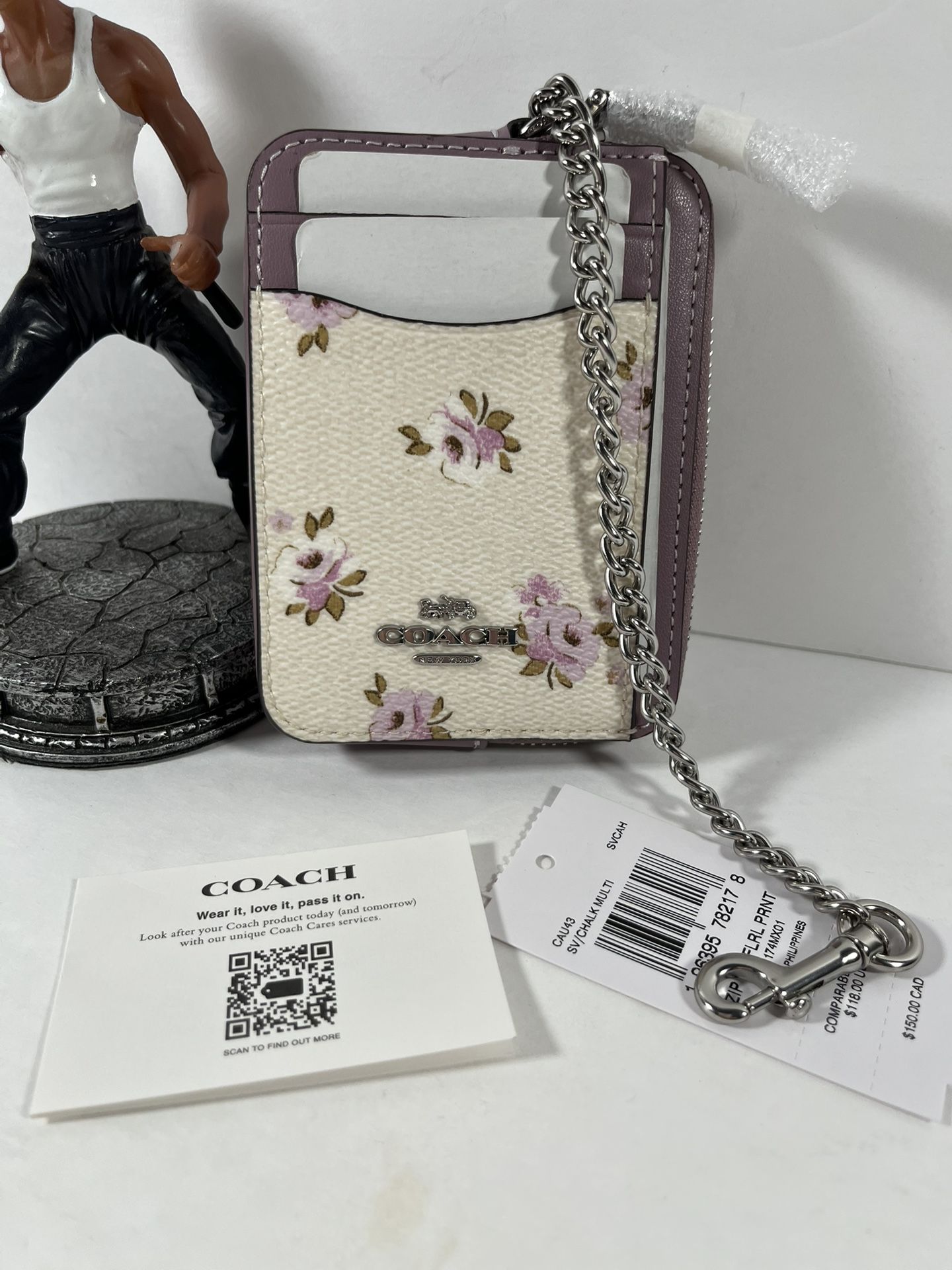NWT Coach Zip Card Case With Floral Print