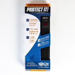 2x Tripp Lite 6 Outlet Surge Protector Power Strip 6ft Cord 790 Joules Black